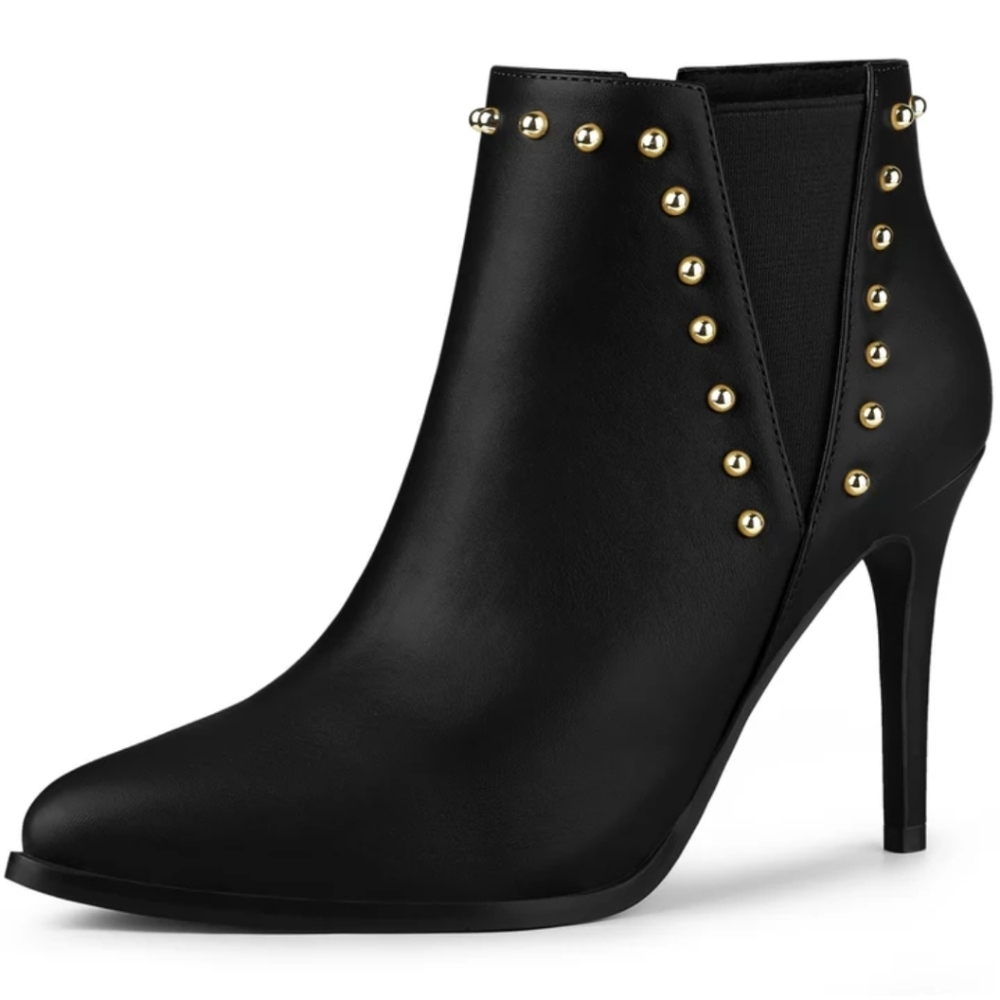 ⭐NIB Velour Black Studded Allegra K Heeled Boots